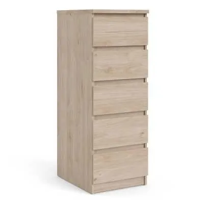 Naia Narrow Chest of 5 Drawers in Jackson Hickory Oak