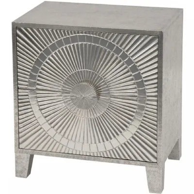 Coco Silver Embossed Metal Two Drawer Bedside
