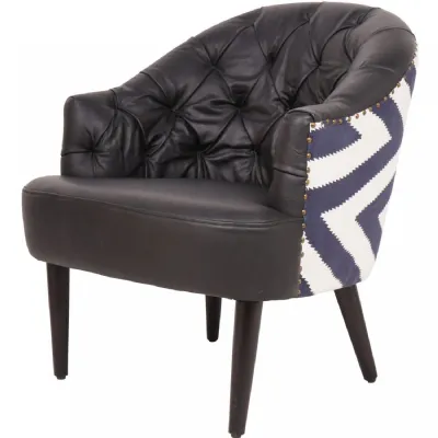 Admiral Occasional Chair with Leather Front And Fabric Back