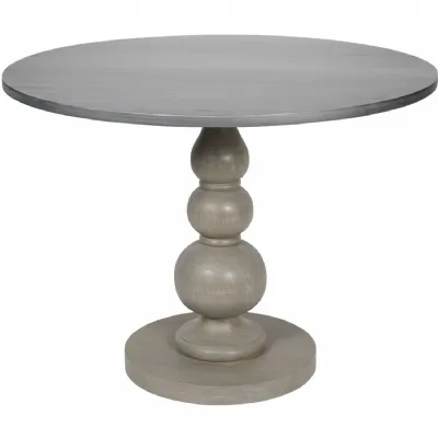 Grey Washed Wooden Pedestal Base 107cm Dining Table