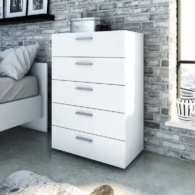White Effect Chest of 5 Drawers 102cm x 70cm