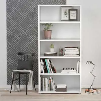 White Wood Bookcase 4 Shelves