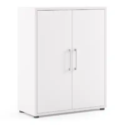 Bookcase 2 Shelves With 2 Doors in White