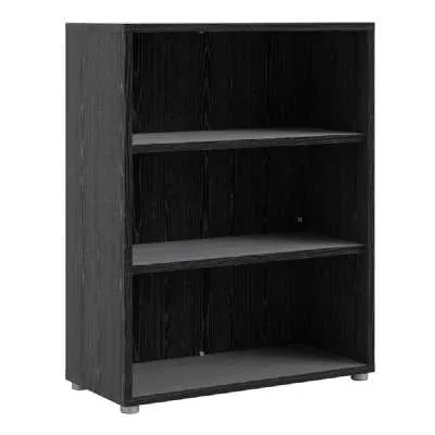 Bookcase 2 Shelves in Black woodgrain