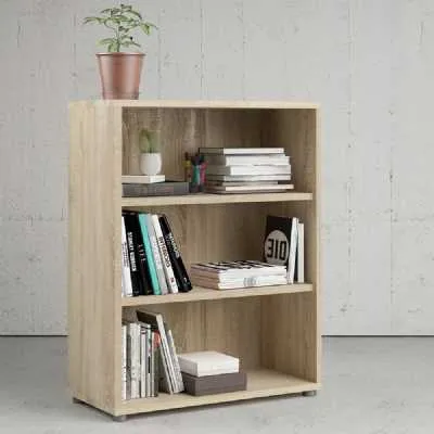 Oak Home Office Small Open Bookcase 2 Shelves