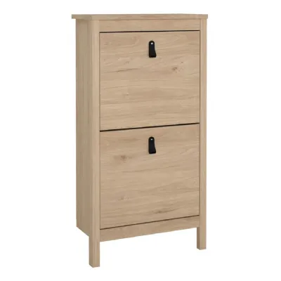 Barcelona Shoe Cabinet 2 Flap Doors in Jackson Hickory Oak