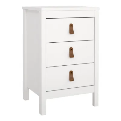 Barcelona Bedside Table 3 Drawers in White