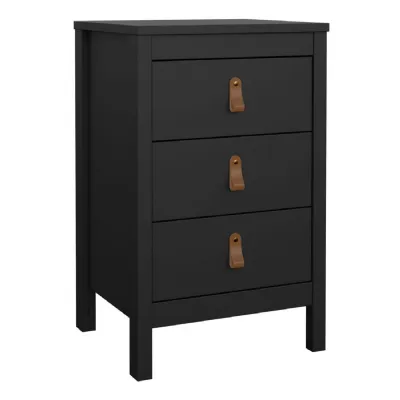 Barcelona Bedside Table 3 Drawers in Matt Black