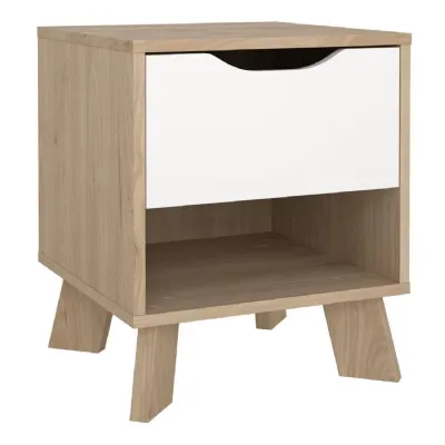 Ikast Nightstand 1 Drawer in Jackson Hickory and White