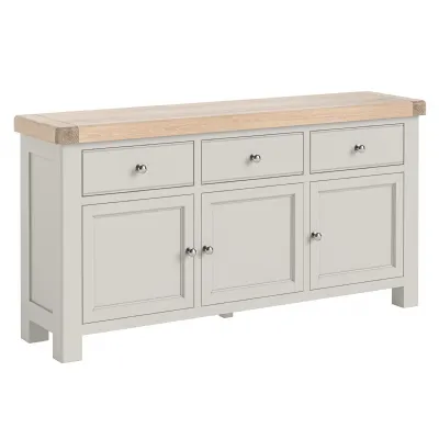 Grey Painted and Washed Oak 166cm 3 Door Sideboard