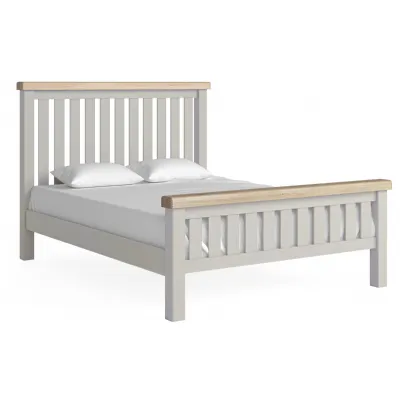 Grey Painted and Washed Oak 5ft Slatted Bed Low End