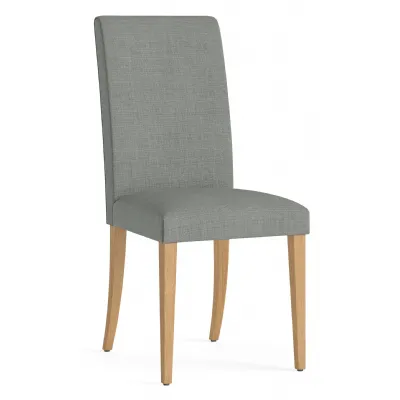 Grey Fabric Dining Chairs with Oak Legs
