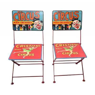 Carnival Hand Painted Multi Coloured Iron Metal Circus Folding Chair
