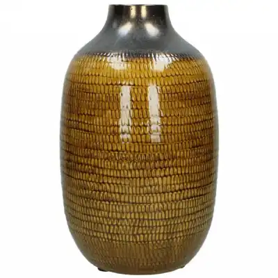 Vase Ceramic Handmade Yellow 36cm