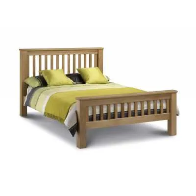 Lacquered Oak Bed Frame High Foot End 135cm Double 4ft6in Shaker Style