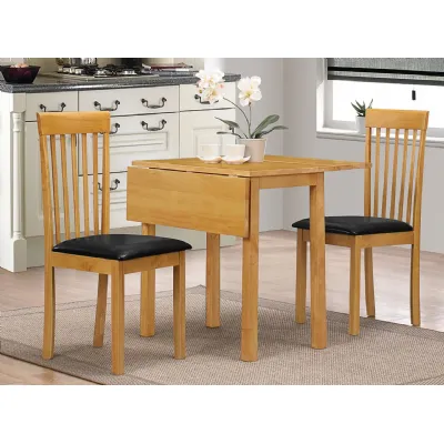 Oak Hardwood Drop Leaf Dining table and 2 Dining Chairs