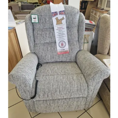 Lift and Rise Recliner Single Motor Chair in Light Grey Fabric