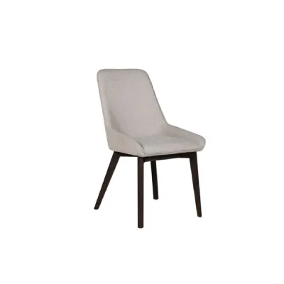 Cream Natural Fabric Dining Chair Black Wooden Legs