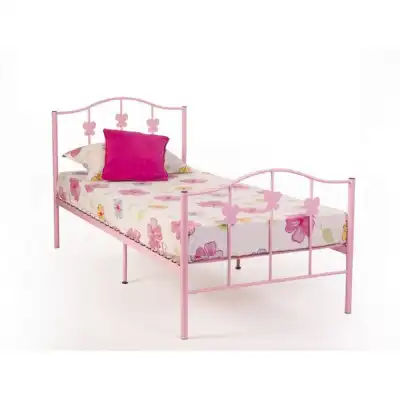 Butterfly Gloss Pink Metal 3ft Bed