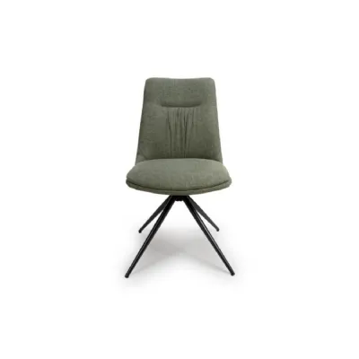 Green Easy Clean Fabric Swivel Dining Chair Black Metal Legs