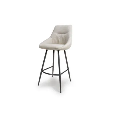 Natural Fabric Bar Chair with Black Metal legs