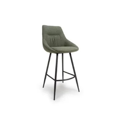 Green Fabric Bar Chair with Black Metal Legs