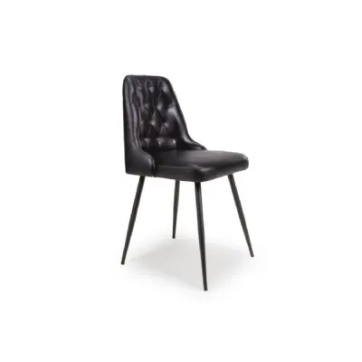 Black Leather Dining Chair with Black Metal Legs