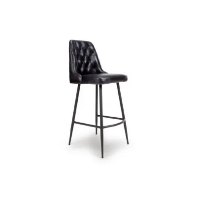 Black Leather Bar Chair with Black Metal Legs