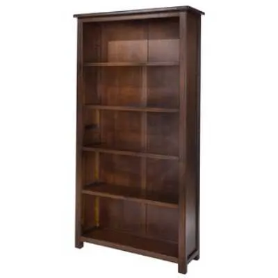Large Dark Wood Bookcase Adjustable Shelves 180cm Tall 90cm Wide