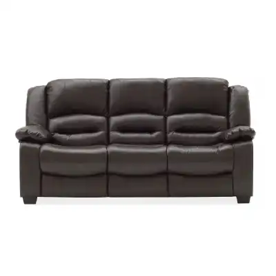 Brown Leather 3 Seater Sofa Bucket Seat