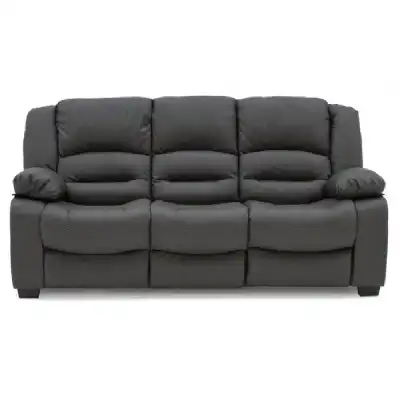 Grey Leather 3 Seater Sofa Bucket Seat