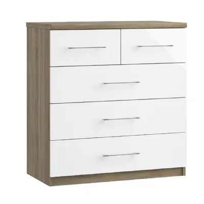 2 over 3 Drawer Chest of Drawers with Colour Option