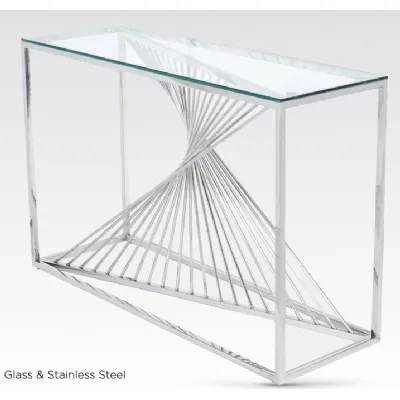 Tempered Glass and Stainless Steel Console Table