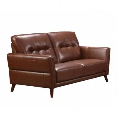 Saddle Brown Leather Upholstered 2 Seater Sofa