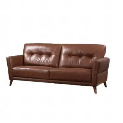 Saddle Brown Leather Upholstered 3 Seater Sofa