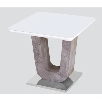 White Gloss and Glass Top Lamp Table