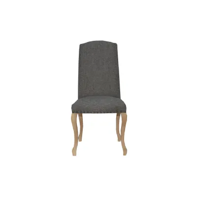 Luxury Chair With Studs And Carved Oak Legs Dark Grey