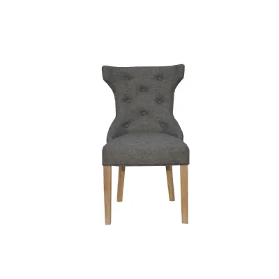 Winged Button Back Chair with Metal Ring Dark Grey