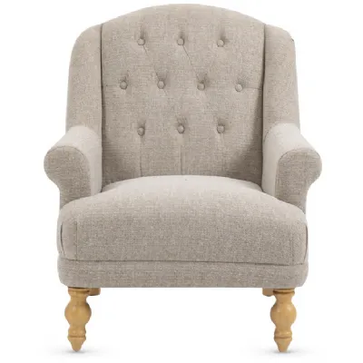 Oat Fabric Buttoned Armchair