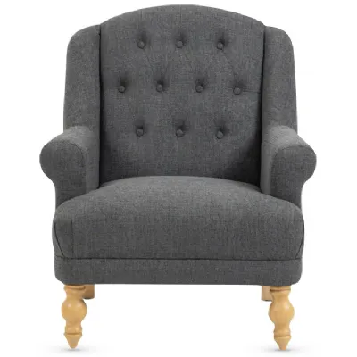 Dark Grey Fabric Buttoned Armchair