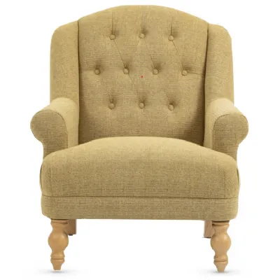 Sand Fabric Buttoned Armchair