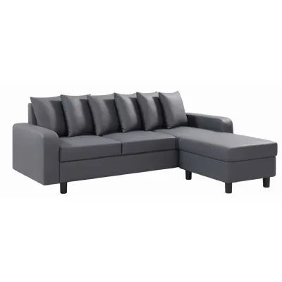 Corner Chaise Sofa in Dark Grey Fabric