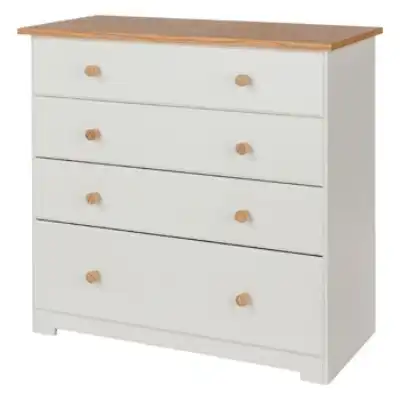 Colorado Modern Oakwood Top 4 Drawer Chest in Soft Painted White 80cm Wide