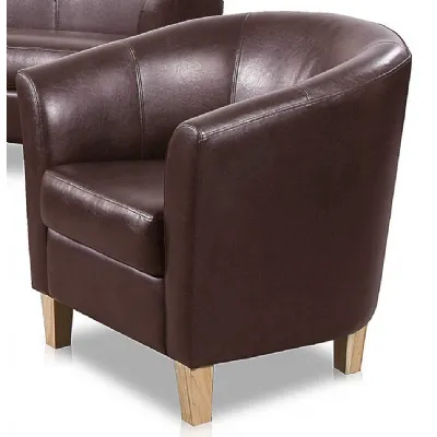 Brown Leather Tub Chair