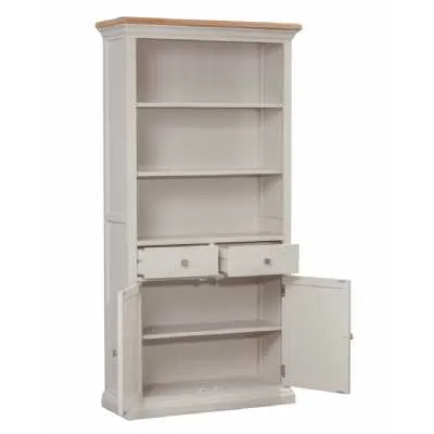 Cotswold Cream Painted Large Bookcase Drawers Cupboard Base Open Shelf Top