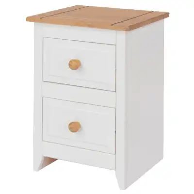 Capri Solid Pine Painted Arctic White 2 Drawer Petite Bedside Table Cabinet 53.2x36x32cm