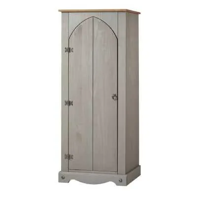 Corona Traditional Grey Painted Solid Pine Vestry Cupboard with Adjustable Shelves