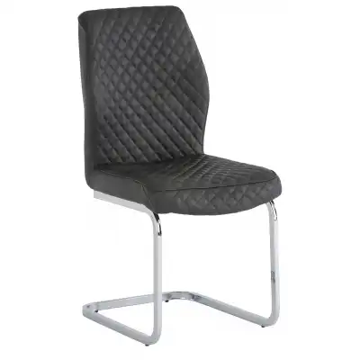 Quilted Leather Dining Chair with Cantilever Chrome Base
