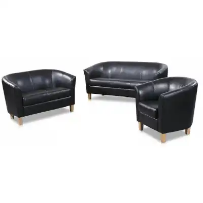 Black Leather 2 Seater Tub Sofa