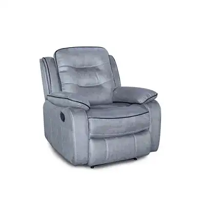 Grey Fabric Upholstered Manual Recliner Armchair